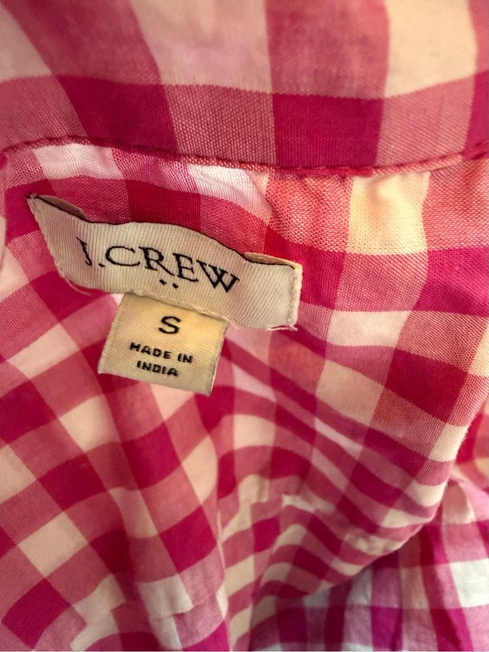 J.Crew Pink Gingham Button Down Shirt Small 100% Cotton
